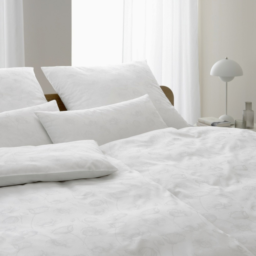 elegante Mako-Satin Bettwäsche 'Poppy' 135 x 200 cm Weiß